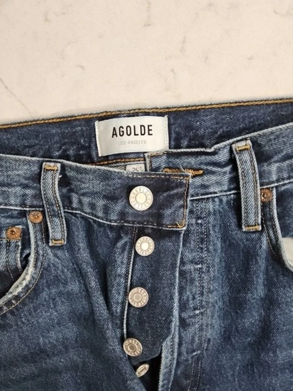 Agolde Dark Blue Button-Fly Jeans